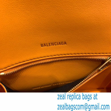 BALENCIAGA Hourglass Small Handbag in orange shiny crocodile embossed calfskin 2022