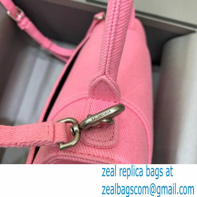 BALENCIAGA Hourglass Small Handbag in pink washed denim 2022