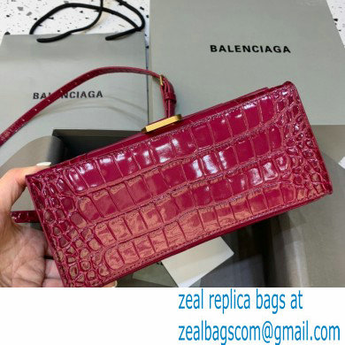 BALENCIAGA Hourglass Small Handbag in red shiny crocodile embossed calfskin 2022 - Click Image to Close