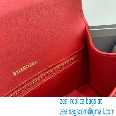 BALENCIAGA Hourglass Small Handbag in red suede calfskin with rhinestones 2022