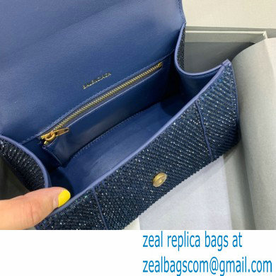 BALENCIAGA Hourglass Small Handbag in royal blue suede calfskin with rhinestones 2022