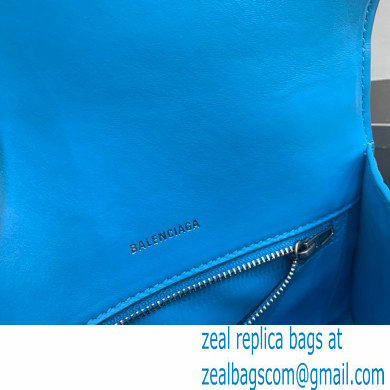 BALENCIAGA Hourglass Small Handbag in turquoise shiny crocodile embossed calfskin 2022