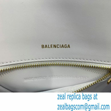 BALENCIAGA Hourglass Small Handbag in white shiny crocodile embossed calfskin with golden hardware 2022