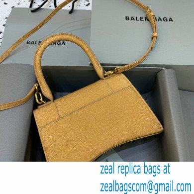 BALENCIAGA Hourglass Small Handbag in yellow glitter material 2022