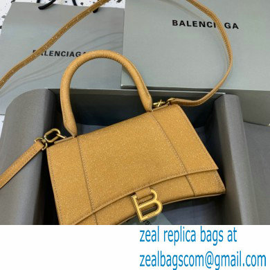 BALENCIAGA Hourglass Small Handbag in yellow glitter material 2022