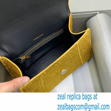 BALENCIAGA Hourglass Small Handbag in yellow suede calfskin with rhinestones 2022