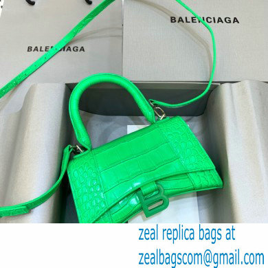 BALENCIAGA Hourglass XS Handbag in BAMBOO GREEN crocodile embossed calfskin 2022 - Click Image to Close