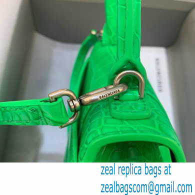 BALENCIAGA Hourglass XS Handbag in BAMBOO GREEN crocodile embossed calfskin 2022