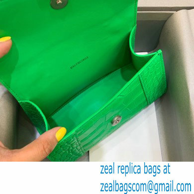 BALENCIAGA Hourglass XS Handbag in BAMBOO GREEN crocodile embossed calfskin 2022