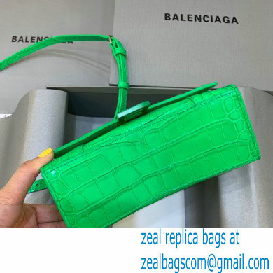 BALENCIAGA Hourglass XS Handbag in BAMBOO GREEN crocodile embossed calfskin 2022 - Click Image to Close