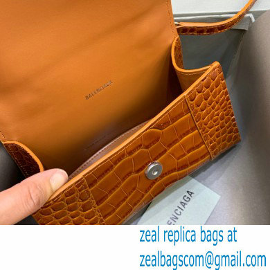 BALENCIAGA Hourglass XS Handbag in caramel shiny crocodile embossed calfskin 2022 - Click Image to Close