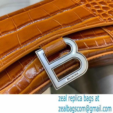 BALENCIAGA Hourglass XS Handbag in caramel shiny crocodile embossed calfskin 2022 - Click Image to Close