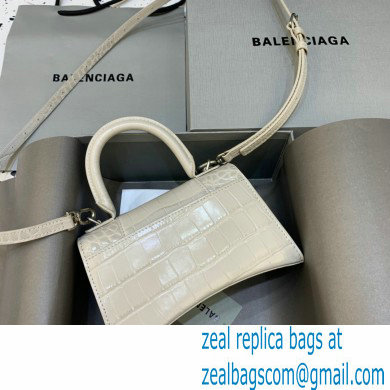 BALENCIAGA Hourglass XS Handbag in creamy crocodile embossed calfskin 2022