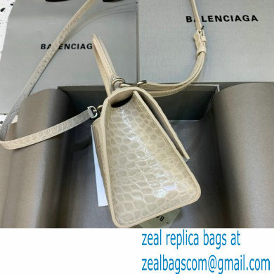 BALENCIAGA Hourglass XS Handbag in creamy crocodile embossed calfskin 2022 - Click Image to Close