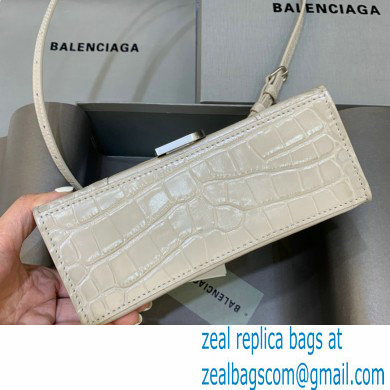 BALENCIAGA Hourglass XS Handbag in creamy crocodile embossed calfskin 2022