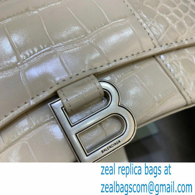 BALENCIAGA Hourglass XS Handbag in creamy crocodile embossed calfskin 2022 - Click Image to Close