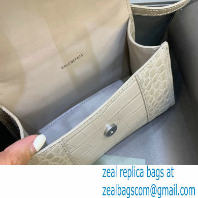 BALENCIAGA Hourglass XS Handbag in creamy crocodile embossed calfskin 2022