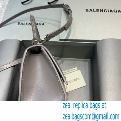 BALENCIAGA Hourglass XS Handbag in dark gray shiny box calfskin 2022