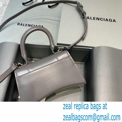 BALENCIAGA Hourglass XS Handbag in dark gray shiny box calfskin 2022