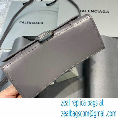 BALENCIAGA Hourglass XS Handbag in dark gray shiny box calfskin 2022