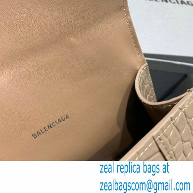 BALENCIAGA Hourglass XS Handbag in elephant gray shiny crocodile embossed calfskin 2022 - Click Image to Close