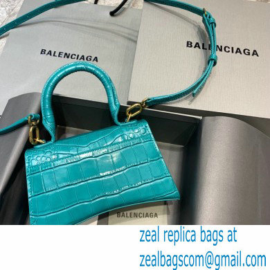 BALENCIAGA Hourglass XS Handbag in green shiny crocodile embossed calfskin 2022 - Click Image to Close