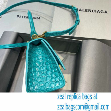 BALENCIAGA Hourglass XS Handbag in green shiny crocodile embossed calfskin 2022 - Click Image to Close