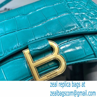 BALENCIAGA Hourglass XS Handbag in green shiny crocodile embossed calfskin 2022 - Click Image to Close