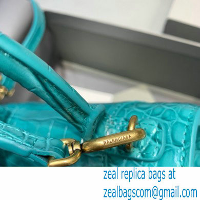 BALENCIAGA Hourglass XS Handbag in green shiny crocodile embossed calfskin 2022 - Click Image to Close