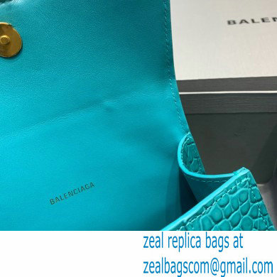 BALENCIAGA Hourglass XS Handbag in green shiny crocodile embossed calfskin 2022 - Click Image to Close