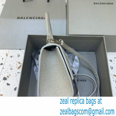 BALENCIAGA Hourglass XS Handbag in grey glitter material 2022 - Click Image to Close