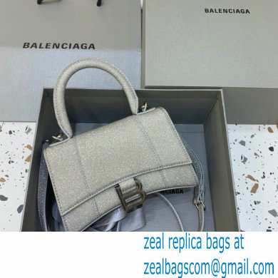 BALENCIAGA Hourglass XS Handbag in grey glitter material 2022 - Click Image to Close