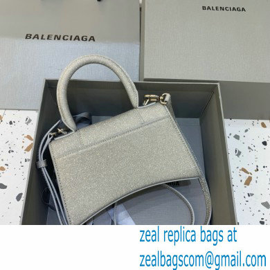 BALENCIAGA Hourglass XS Handbag in grey glitter material 2022
