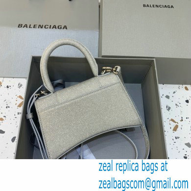 BALENCIAGA Hourglass XS Handbag in grey glitter material 2022 - Click Image to Close