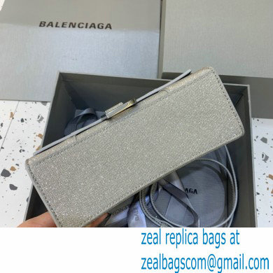 BALENCIAGA Hourglass XS Handbag in grey glitter material 2022 - Click Image to Close