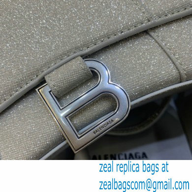 BALENCIAGA Hourglass XS Handbag in grey glitter material 2022