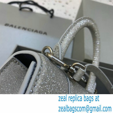 BALENCIAGA Hourglass XS Handbag in grey glitter material 2022