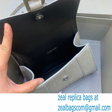 BALENCIAGA Hourglass XS Handbag in grey glitter material 2022