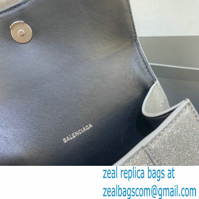 BALENCIAGA Hourglass XS Handbag in grey glitter material 2022