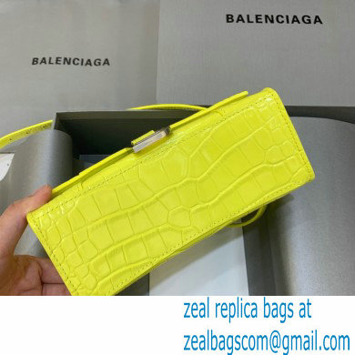 BALENCIAGA Hourglass XS Handbag in lemon yellow shiny crocodile embossed calfskin 2022 - Click Image to Close