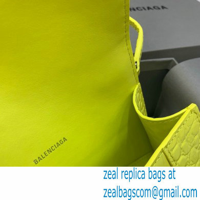 BALENCIAGA Hourglass XS Handbag in lemon yellow shiny crocodile embossed calfskin 2022