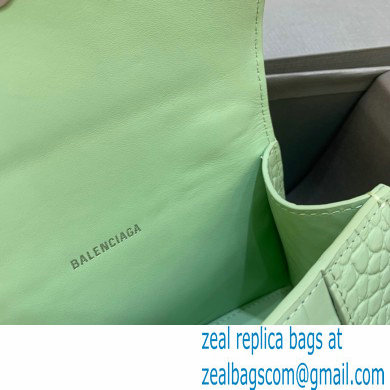 BALENCIAGA Hourglass XS Handbag in light green shiny crocodile embossed calfskin 2022 - Click Image to Close