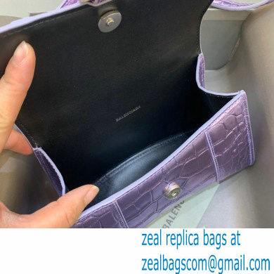 BALENCIAGA Hourglass XS Handbag in light purple shiny crocodile embossed calfskin 2022 - Click Image to Close