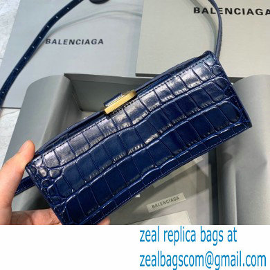 BALENCIAGA Hourglass XS Handbag in navy blue shiny crocodile embossed calfskin 2022 - Click Image to Close