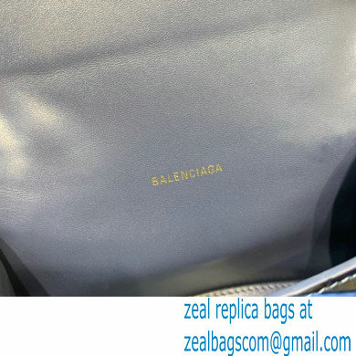 BALENCIAGA Hourglass XS Handbag in navy blue shiny crocodile embossed calfskin 2022