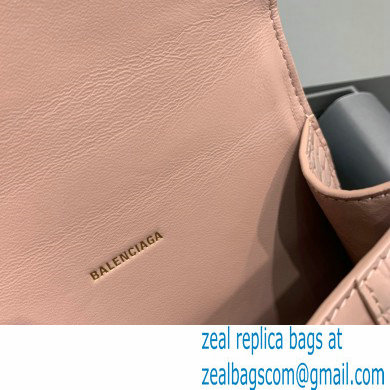 BALENCIAGA Hourglass XS Handbag in nude shiny crocodile embossed calfskin 2022