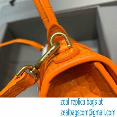 BALENCIAGA Hourglass XS Handbag in orange shiny crocodile embossed calfskin 2022 - Click Image to Close