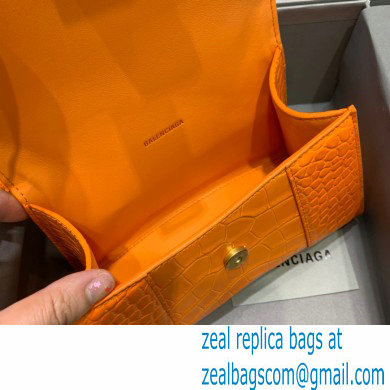 BALENCIAGA Hourglass XS Handbag in orange shiny crocodile embossed calfskin 2022 - Click Image to Close