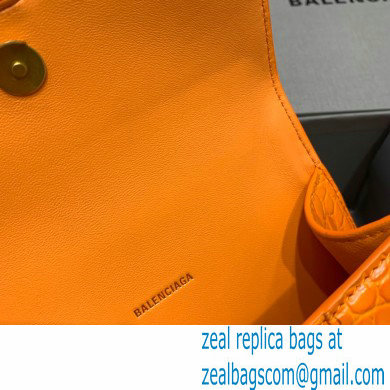 BALENCIAGA Hourglass XS Handbag in orange shiny crocodile embossed calfskin 2022