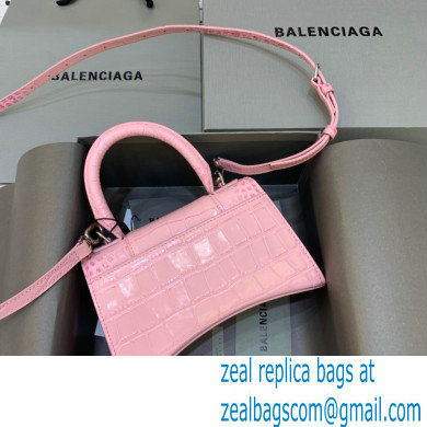 BALENCIAGA Hourglass XS Handbag in pink crocodile embossed calfskin 2022 - Click Image to Close